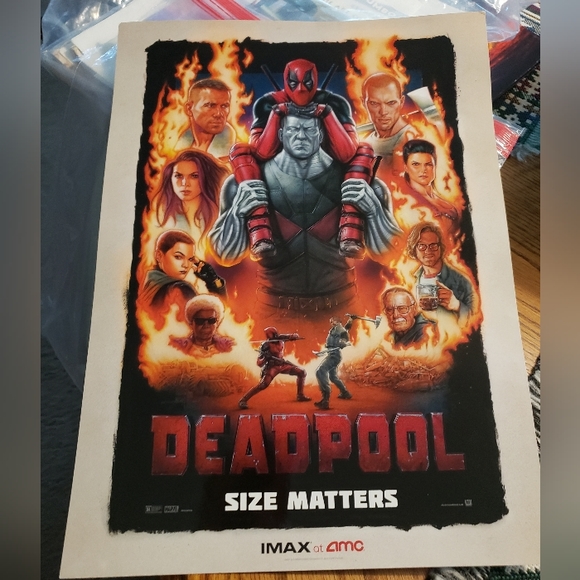 DEADPOOL SIZE MATTERS POSTER IMAX AT AMC RYAN REYNOLDS MARVEL DEADPOOL - Picture 1 of 7